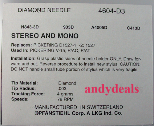 D 1507 AT Nadel für Pickering V 15 P/AT - Nachbau Stylus - Diamant